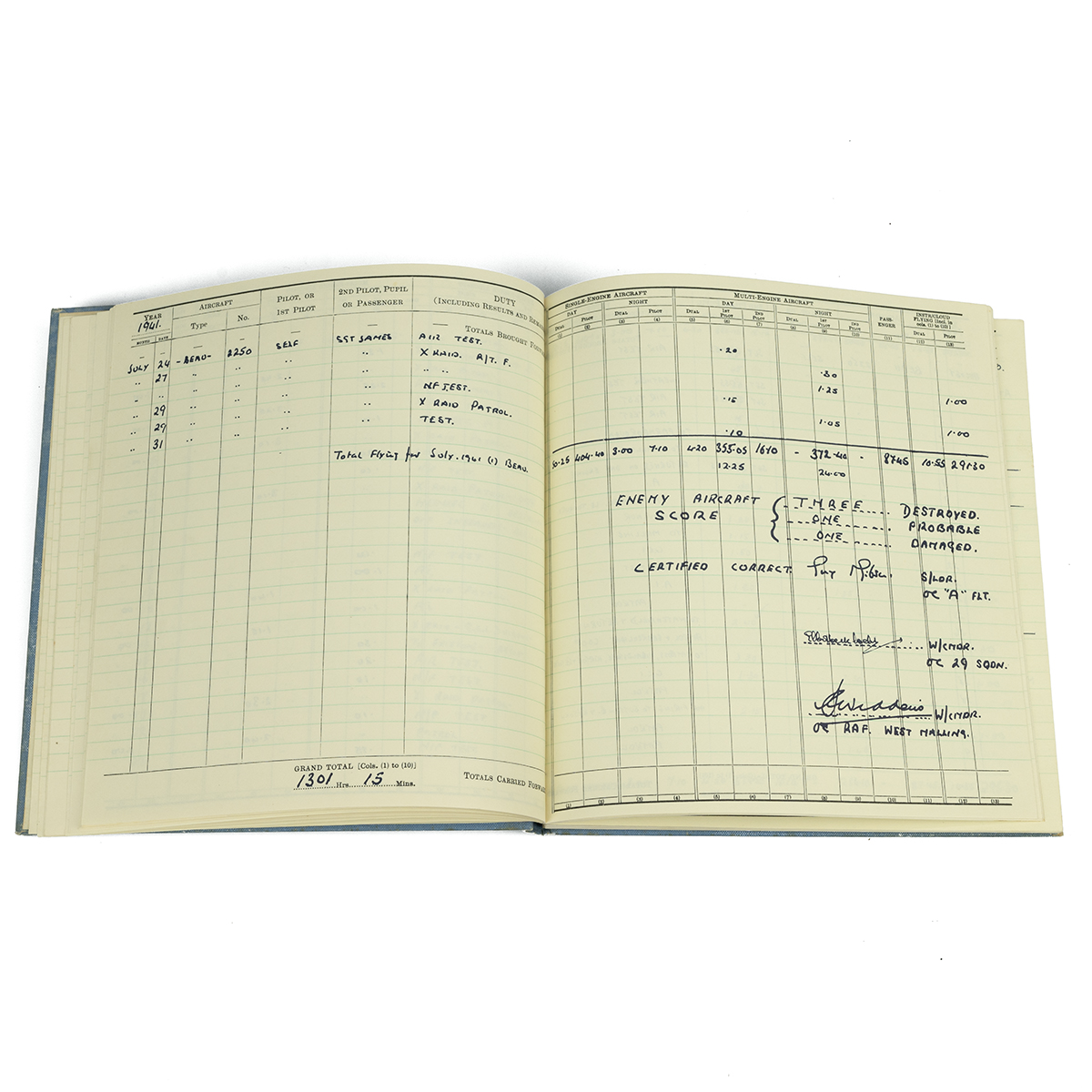 Wing Commander Guy Gibson reproduction 'Royal Air Force Pilot's Flying Log Book No.2', printed in... - Image 3 of 3
