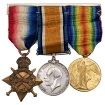 Medals (3) of 12968 Private David Edwards of the Devonshire Regiment. 1914-1915 Star, British War...