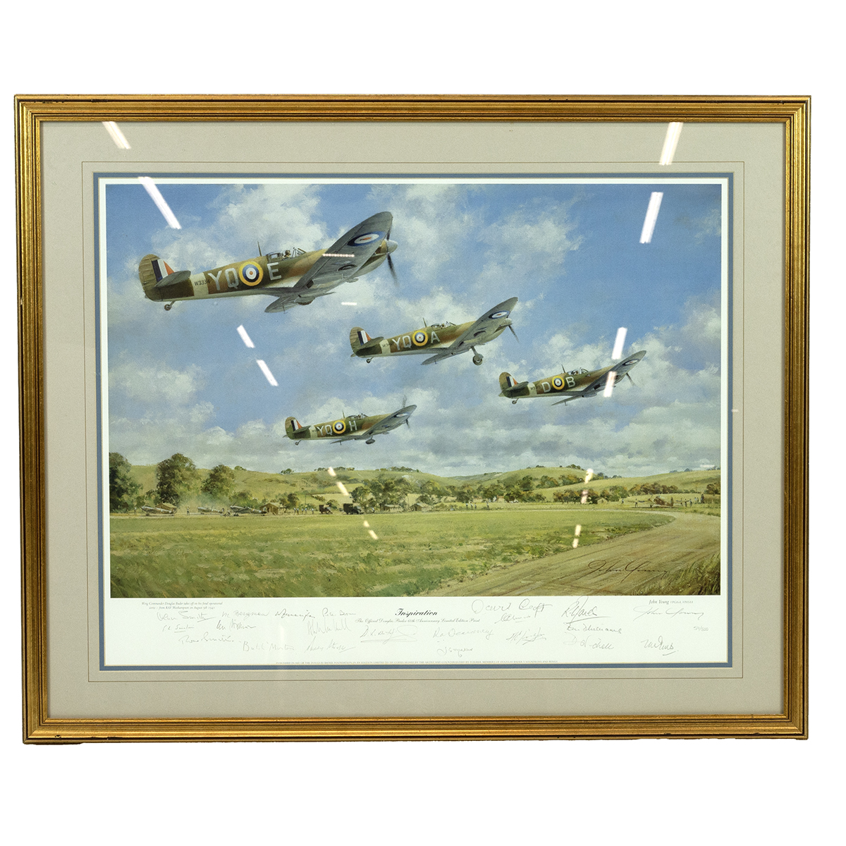 'Inspiration' Spitfire art print by John Young, 59/500, issued by The Official Douglas Bader Foun...