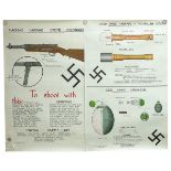 Eleven (11) Home Guard World War Two captured German weaponry informational posters marked W.R. D...