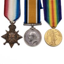 Medals (3) of 2050 Private George William Hatch of the Royal Hampshire Regiment. 1914-1915 Star, ...