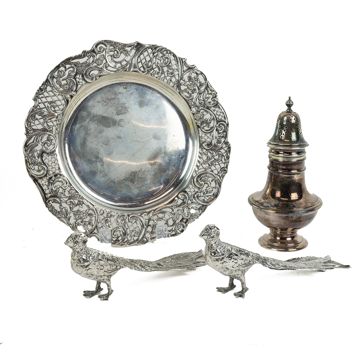 Silver Victorian pierced dish, Mappin & Webb, 1897, along with a cased set of silver apostle spoo... - Image 3 of 7