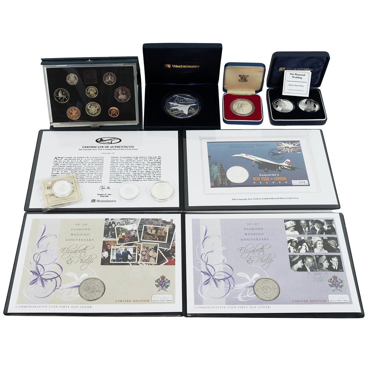 Silver coins - including a Westminster "Diamond wedding day" silver proof pair, silver 1977 jubil... - Bild 2 aus 2