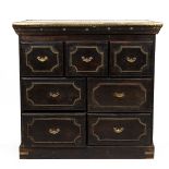 Anglo-Indian small hardwood chest of drawers with extensive brass detailing. Three small drawers ...