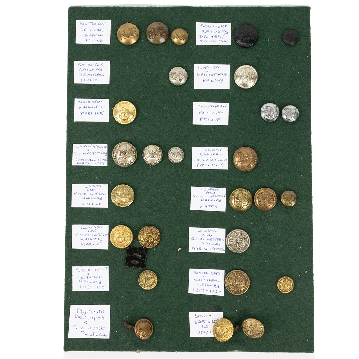 Quantity of Southern line railway buttons . Southern Railway Police, London Brighton & East Coast...