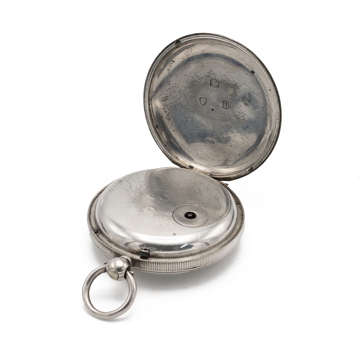 Victorian silver pocket watch, London 1852, along with a silver fob chain, two silver ladies' poc... - Image 4 of 8