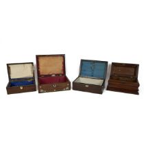 Four 19th Century wooden boxes of various sizes with mahogany and oak examples, two with mother o...