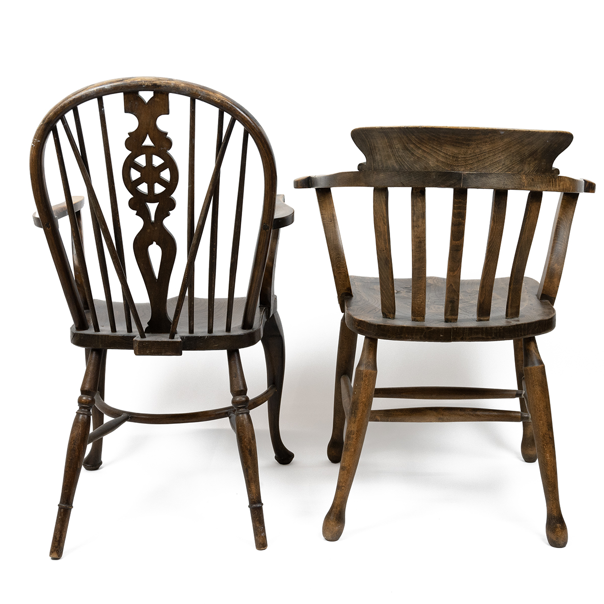 Early 20th Century country arm chairs to include a Captain's chair in elm and beach of usual form... - Image 5 of 5