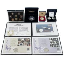 Silver coins - including a Westminster "Diamond wedding day" silver proof pair, silver 1977 jubil...