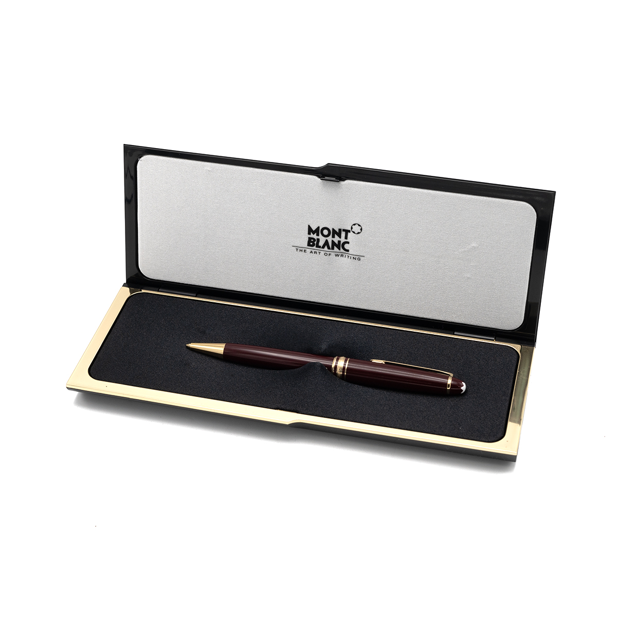 Mont Blan Meisterstuck ball point pen in Burgundy, serial number 1C250280, in a clam shell presen...