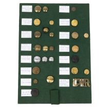 Quantity of GWR railway buttons and badge including GWR Marine Department, GWR Funeral issue butt...