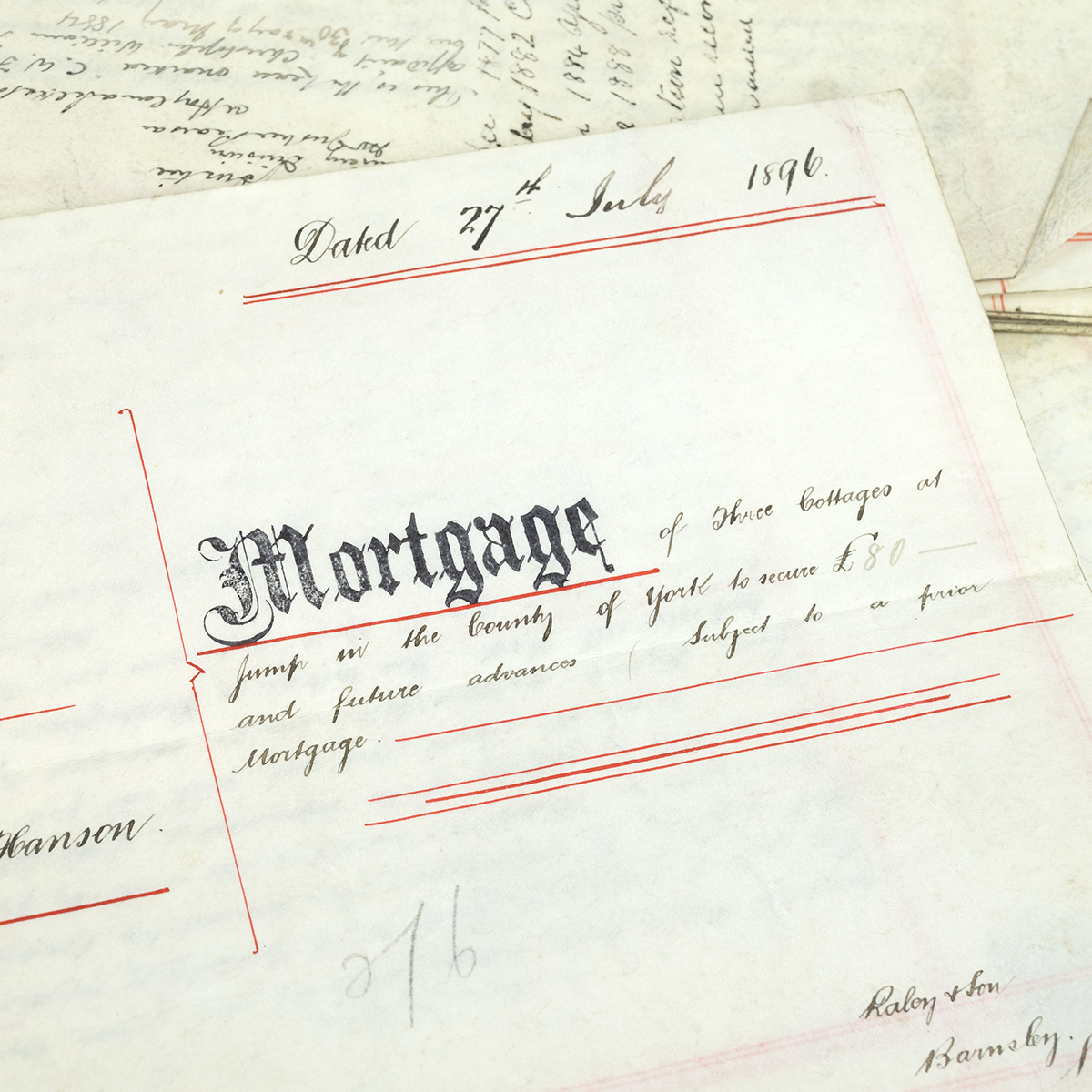 Indentures and conveyances dating from the 1840's to 1890's relating to various land and properti... - Image 2 of 4
