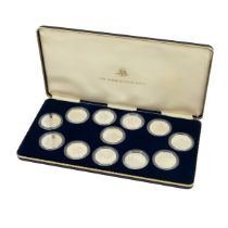 1980 Queen Mother 80th Birthday 925 silver proof 12-coin medal set from The Birmingham Mint. Weig...