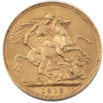 A 1912 full gold Sovereign.