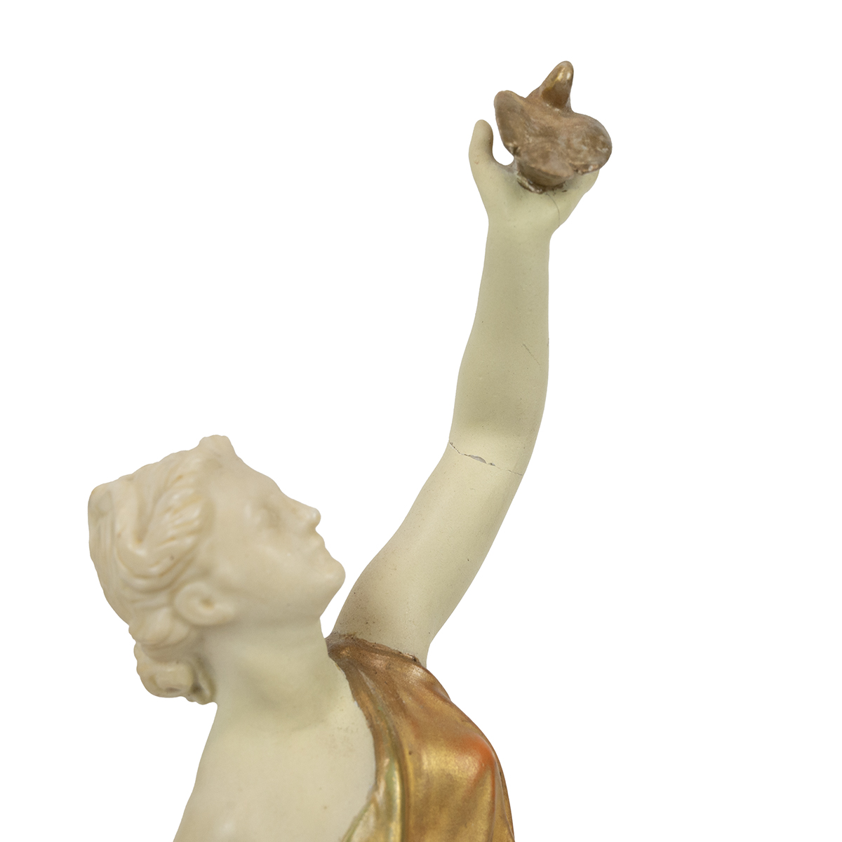 Royal Worcester early 20th Century figurine of Liberty, holding a dove aloft (H 25.5cm) with puce... - Image 3 of 3