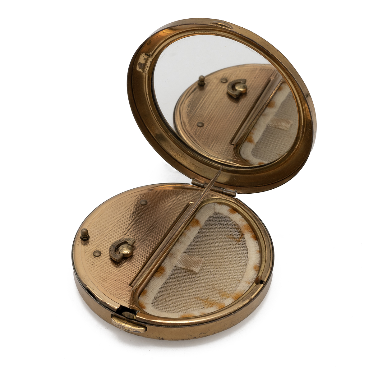 1950s musical compact, made by Swiss company Reuge Sainte-Croix, with gilt metal case and blue en... - Bild 3 aus 5