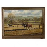 H. Burry (20th Century), A View of Pewsey Vale with Horses ploughing, 1977, oil on canvas, signed...