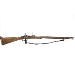Enfield muzzle loading rifle, dated 1871 with Crown and VR to rear of hammer and proof marks to r...