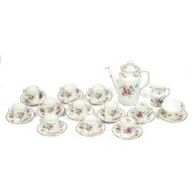 Royal Crown Derby - a mid 20th Century coffee set in the "Derby Posies" pattern comprising 11 can...