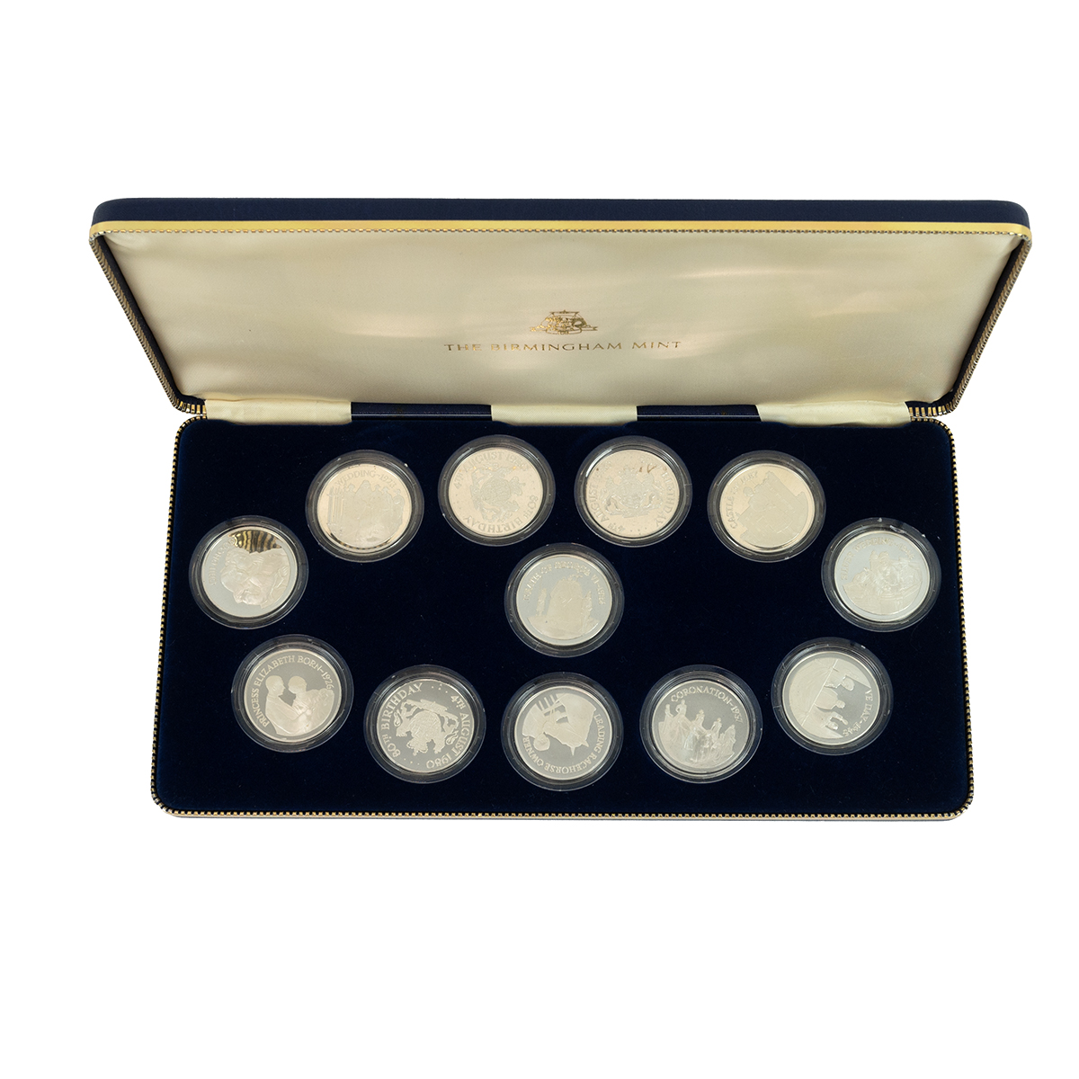 1980 Queen Mother 80th Birthday 925 silver proof 12-coin medal set from The Birmingham Mint. Weig... - Bild 2 aus 2