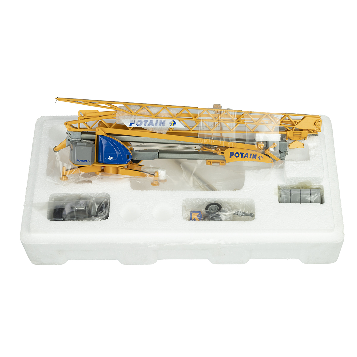 Boxed Potain IGO 21 Self Erecting 1:50 scale diecast model crane c2004. Box W 31cm, D 15cm, H 13cm. - Image 2 of 2