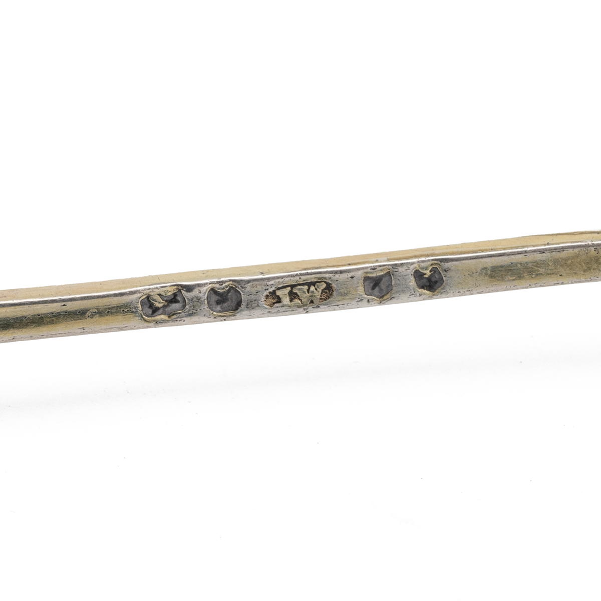 19th century silver gilt cayenne pepper spoon fitted with a facetted glass terminal. L 11.5cm. - Image 3 of 3