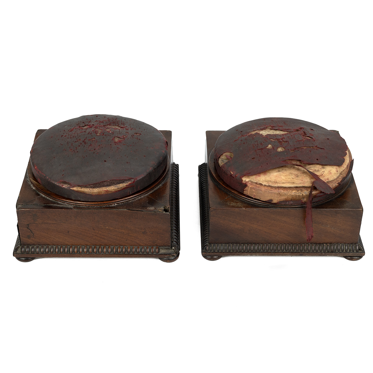 Pair of 19th century tailor's sewing boxes with pincushion tops. (2) - Image 3 of 3