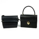 Circa 1980s vintage Gucci black leather handbag, with gold-tone hardware, single handle, leather ...