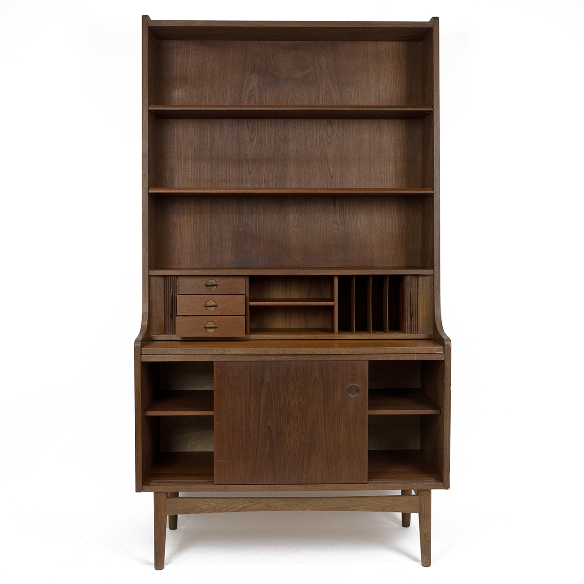 Mid Century Borge Mogensen bureau bookcase in teak. Bookcase with two adjustable shelves over tam... - Image 2 of 4