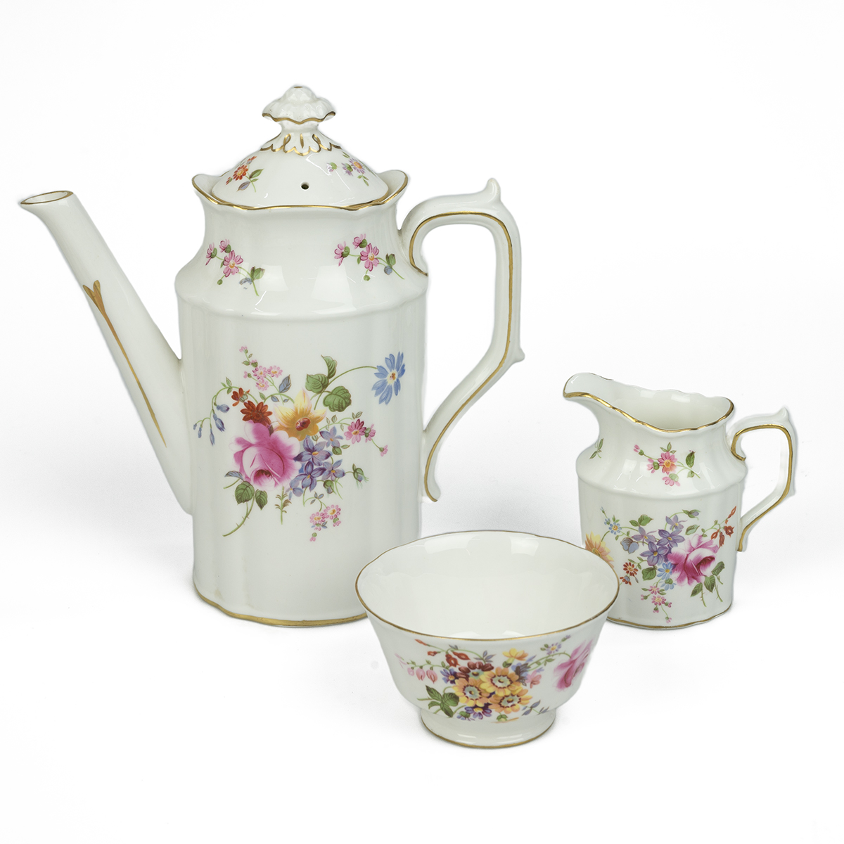 Royal Crown Derby - a mid 20th Century coffee set in the "Derby Posies" pattern comprising 11 can... - Image 2 of 3