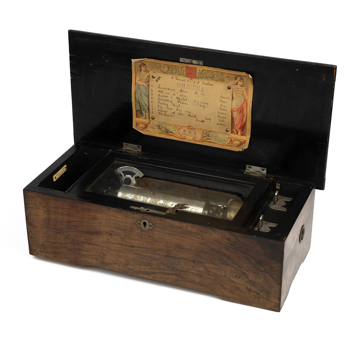 C. Paillard & Co Music box. 8 air 34 tooth model in walnut case with decal to lid. Gold coloured ... - Image 2 of 4