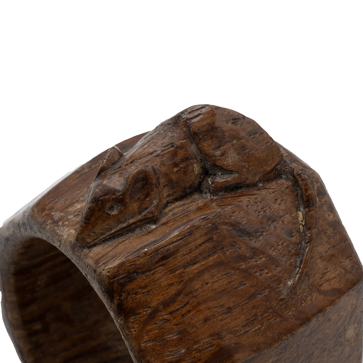 Robert Thompson, Mouseman of Kilburn, an octagonal napkin ring with a carved mouse signature, L5cm. - Image 2 of 2