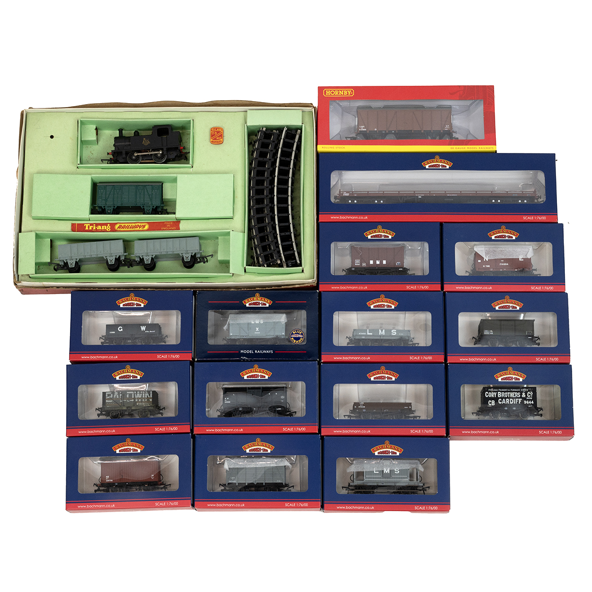 Boxed Triang Railways RP.D 00 gauge train set; together with boxed rolling stock by Hornby and Ba...