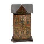 Small 19th Century Dolls House c1880s. Wooden construction with paper exterior depicting a Georgi...