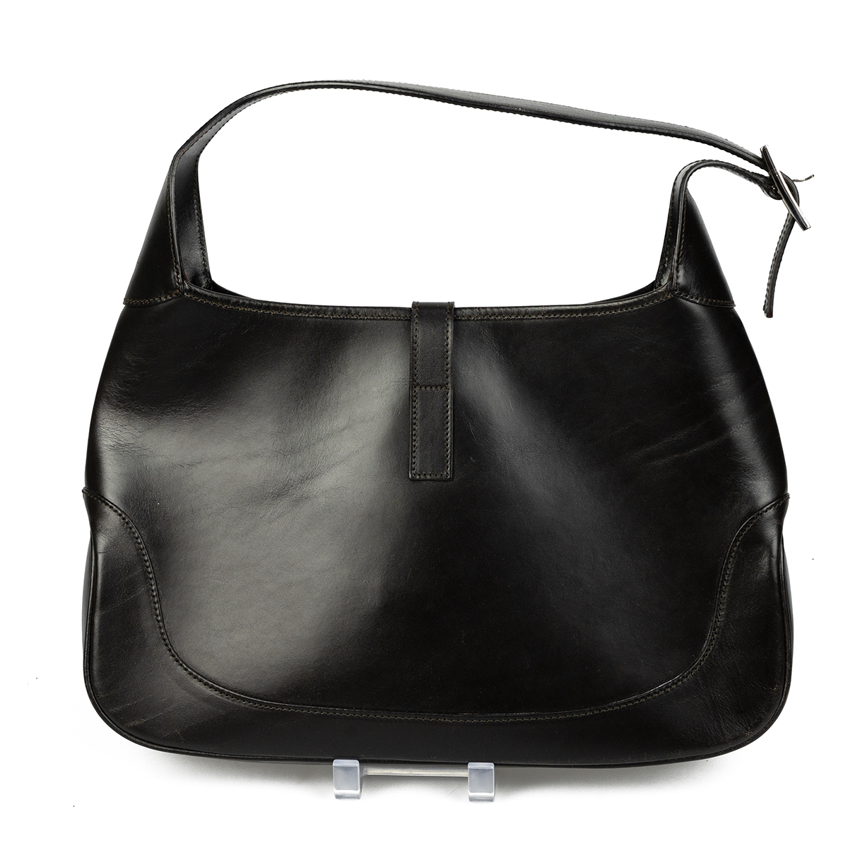 Modern Gucci black leather handbag with a single loop handle, silver coloured hardware and single... - Image 2 of 8