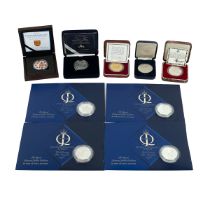 Nine (9) Queen Mother and royal family coins and medals in 925 sterling silver. Includes (1) 2000...