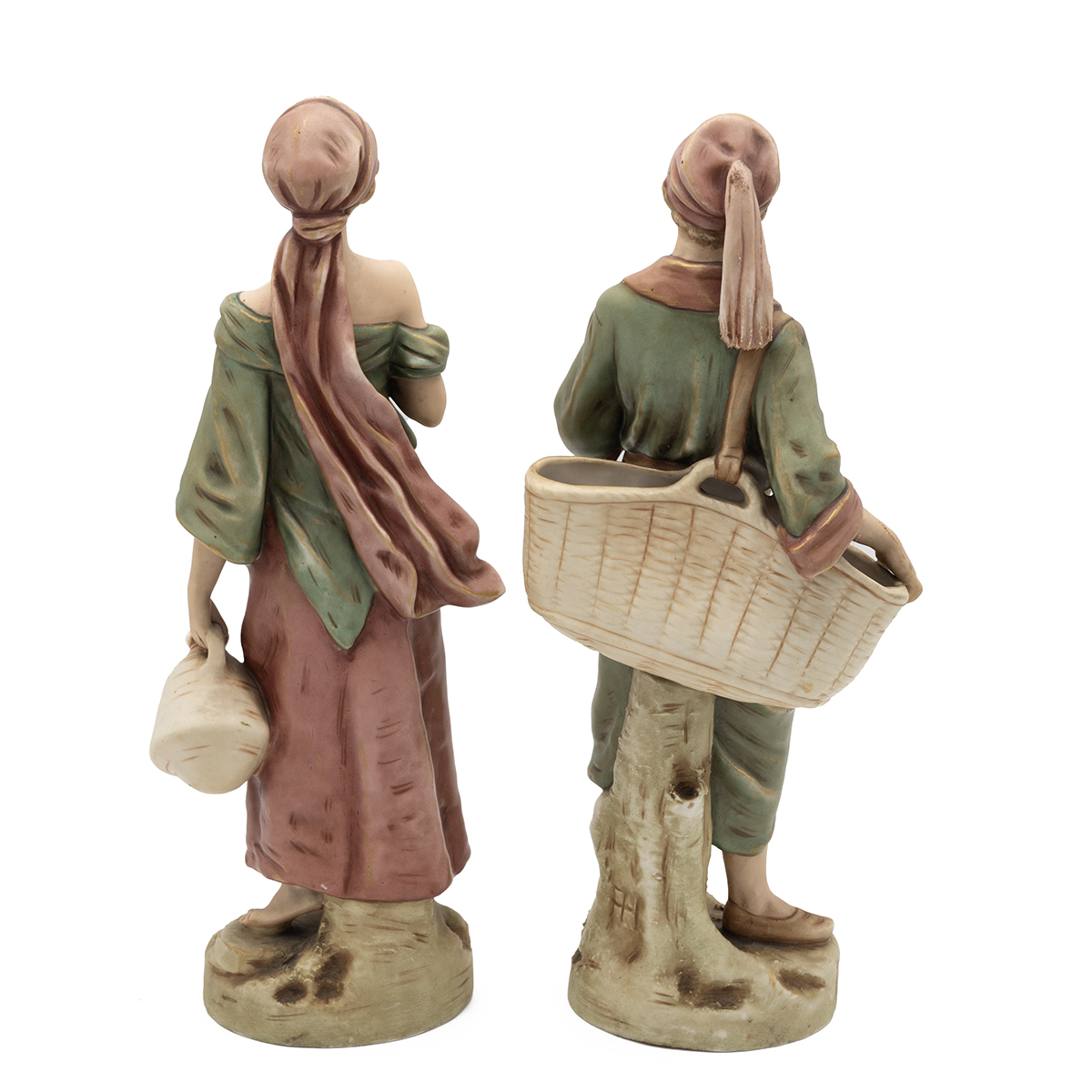 Royal Dux - pair of figurines, the male (model number 1815, height 33cm) carrying a basket and wa... - Image 2 of 3