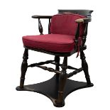 Midland Railway wooden 'Captain's' style desk chair, early 20th Century. Turned and spindle suppo...