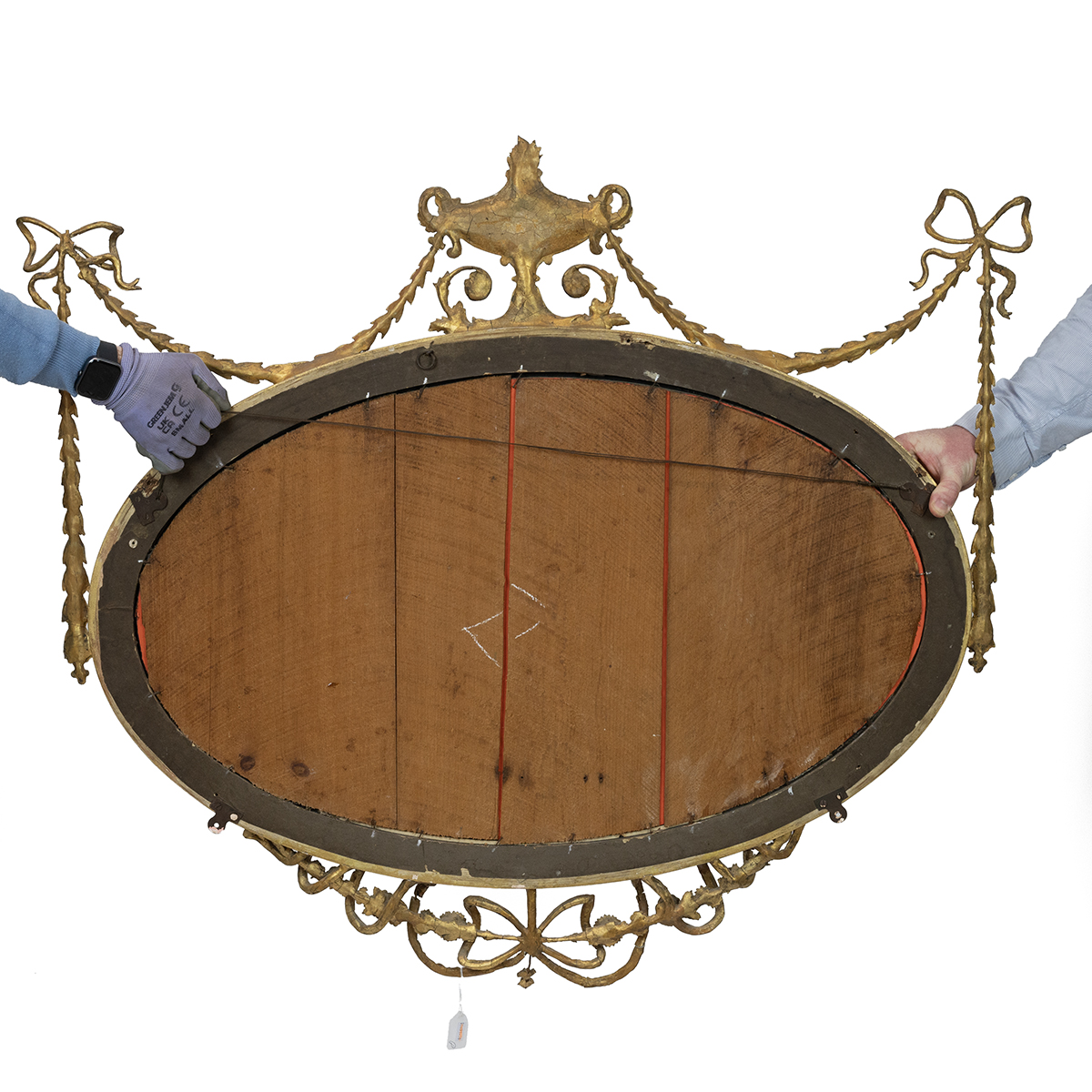 Regency Adams style oval mirror, with bevelled glass, the gilt wooden frame decorated with gilt b... - Image 2 of 2