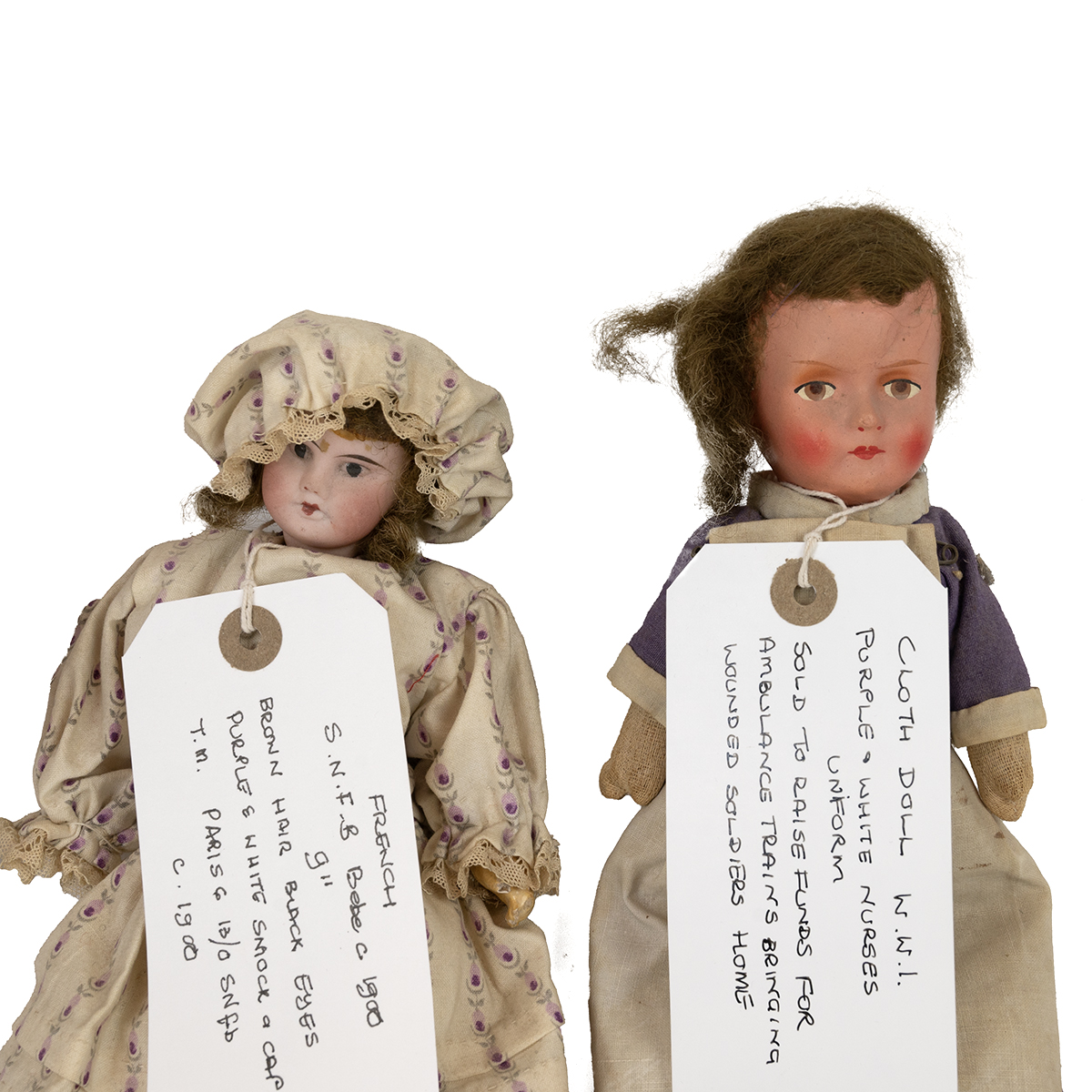 Early 20th century dolls (4). Two Italian 11 inch H wooden dolls, one with clothing; 9 inch Frenc... - Image 3 of 3