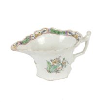 Worcester - First or Dr Wall Period hexagonal "Wigornia" form cream jug, circa 1760, with hand pa...