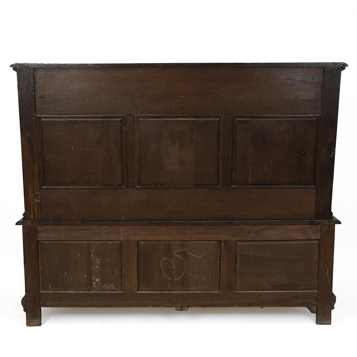 Late 19th Century Flemish oak settle, heavily carved throughout. The back with three inset fielde... - Image 7 of 7