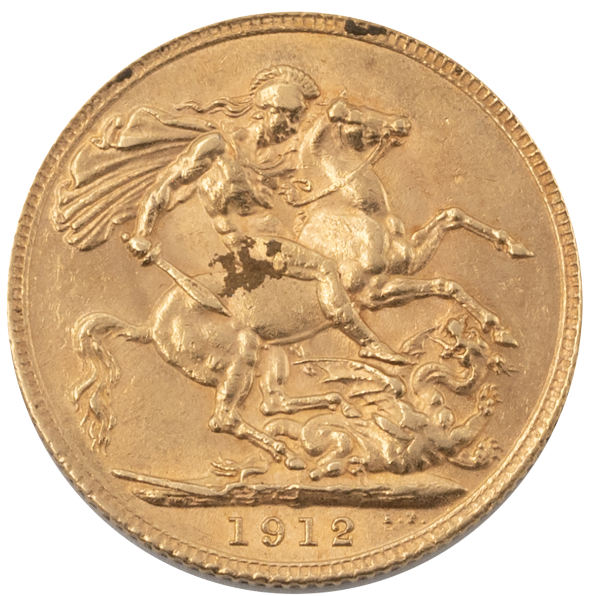 A 1912 full gold sovereign.