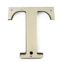 Vintage advertising letter "T" in plastic with metal backing and neon tube lighting. Height 50cm,...
