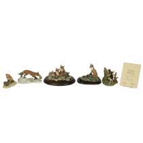 Border Fine Arts four figurines to include "Fox and Cub", three other fox figures and one of two ...