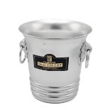 Rene Collet Champagne ice bucket in aluminium with two drop ring handles in vine and grape mounts...