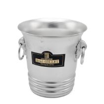 Rene Collet Champagne ice bucket in aluminium with two drop ring handles in vine and grape mounts...