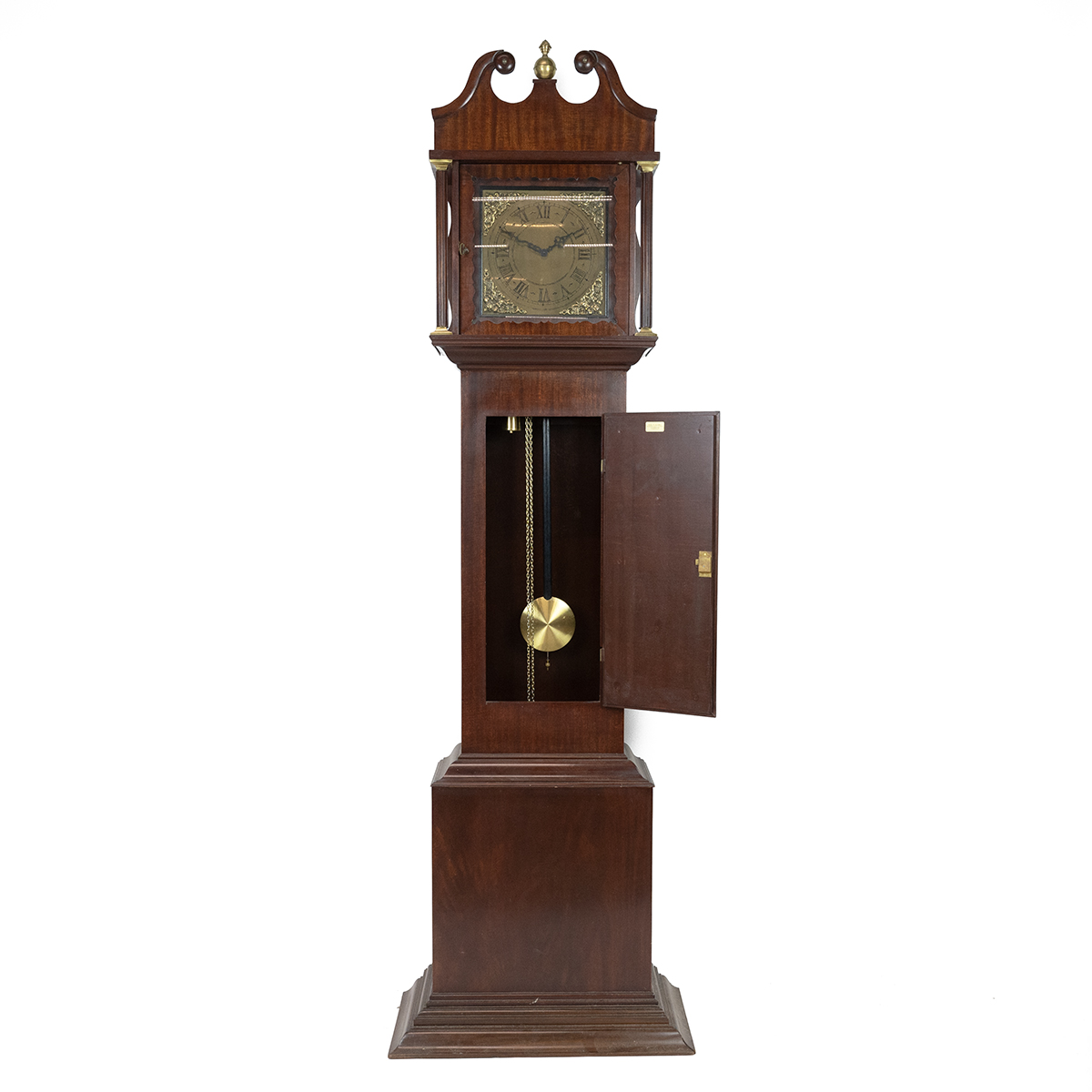 20th Century three train Goodfellows long case clock, chain wound and striking the quarter hours ... - Image 3 of 4