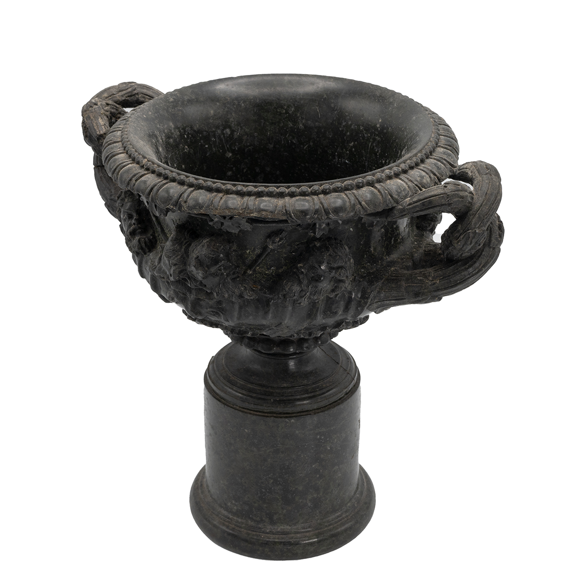 Grand Tour 18th/19th Century Warwick Vase in black marble. Height 24cm, maximum width 25cm. The W... - Image 2 of 4