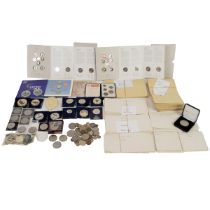 Commemorative and world coins, to include two Royal Mint 2021 brilliant uncirculated annual coin ...